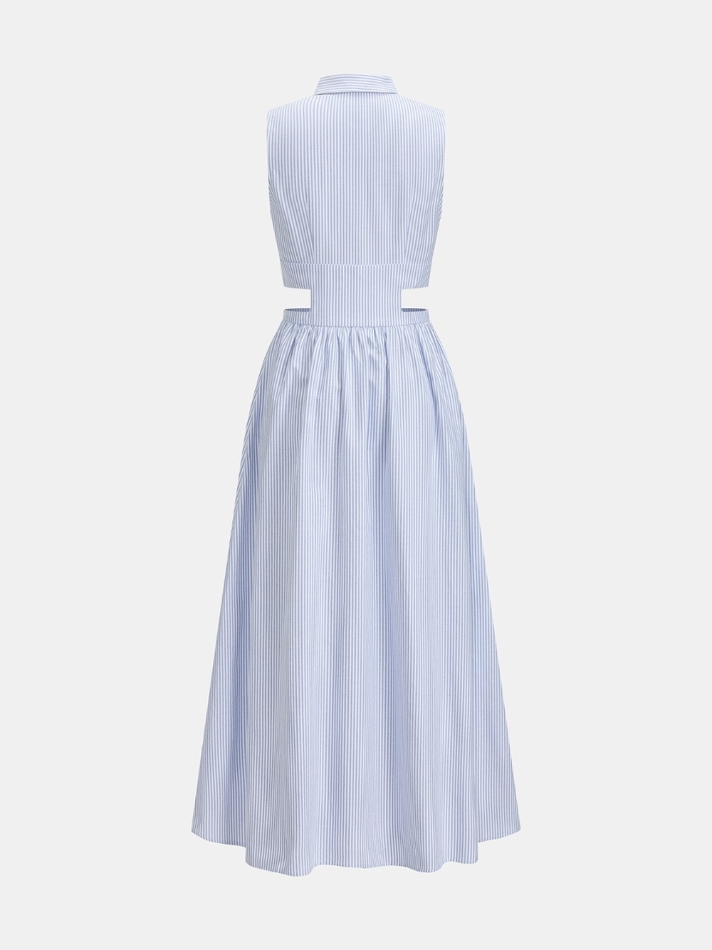 Commense Light Blue Pinstripe Cutout Button-Front Maxi Dress - Picture 2 of 8